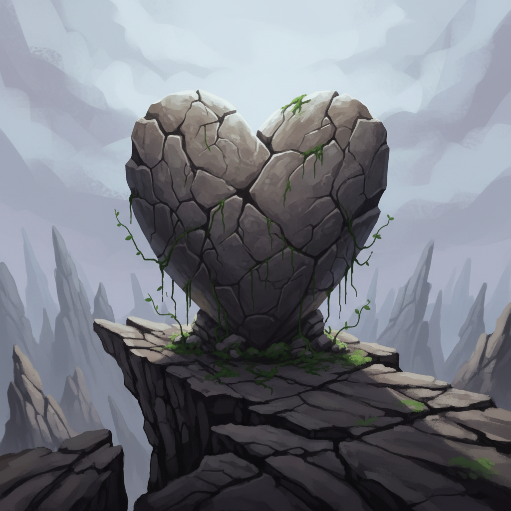 A cliff that has a big stone in the shape of a heart.