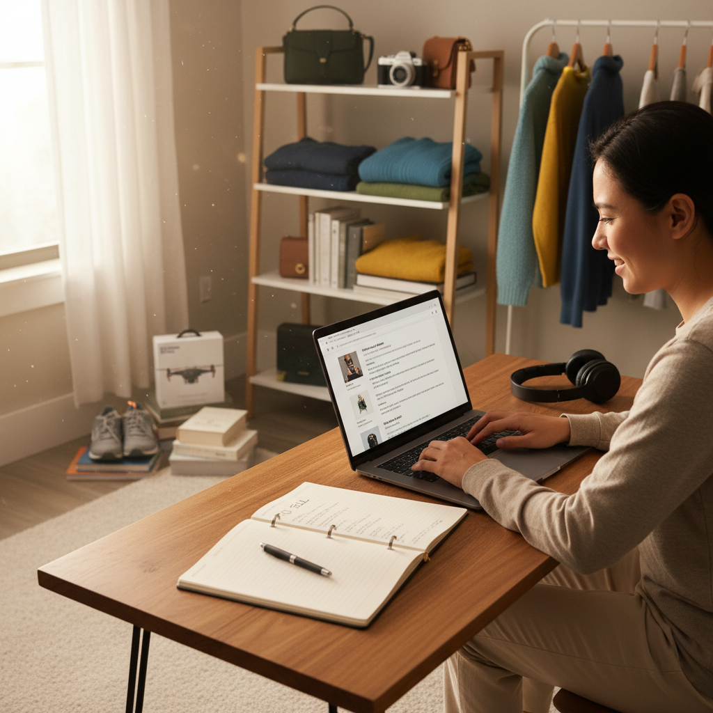 a woman trying to find alternate resources to earn on her laptop. 