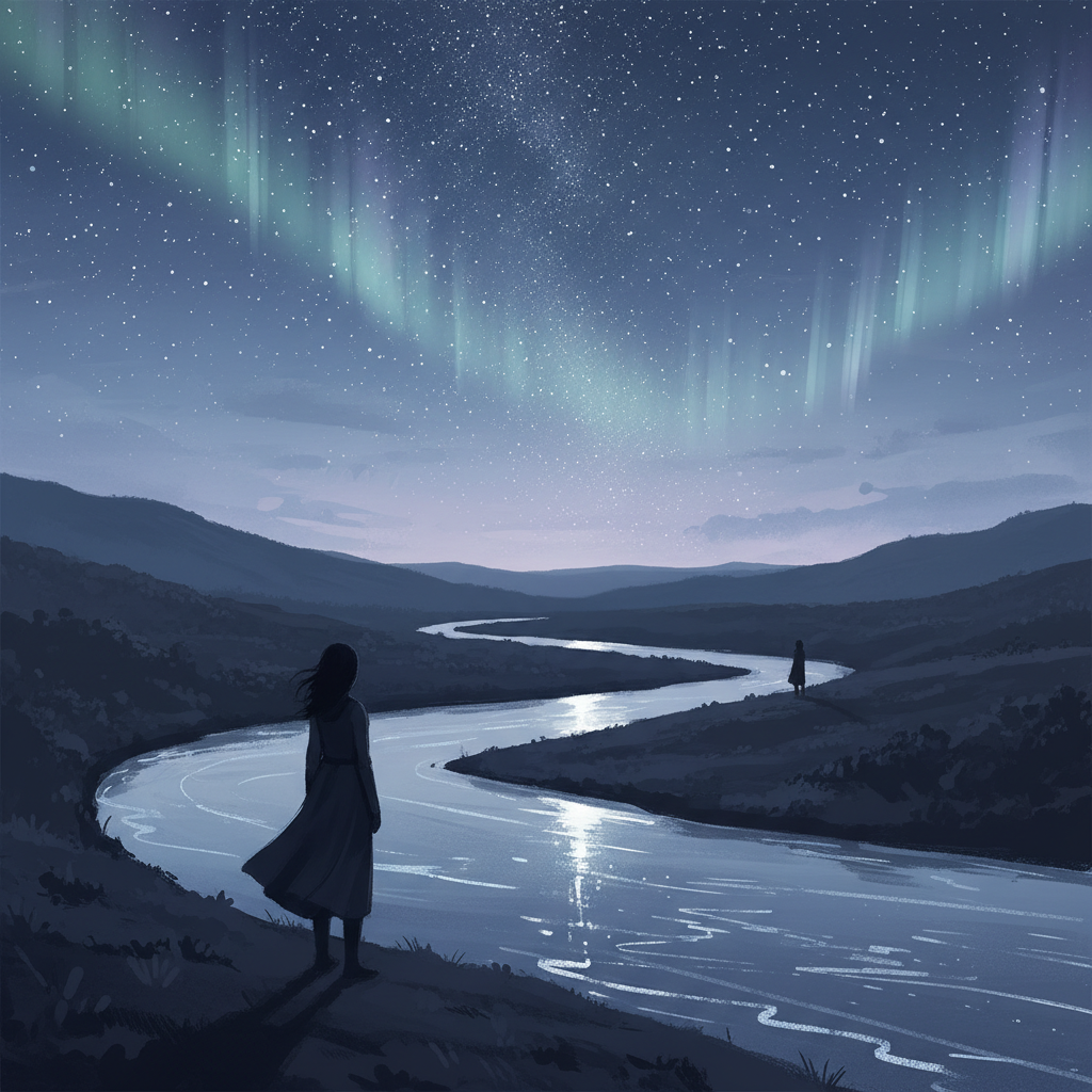 a guy standing by a river waiting for someone.