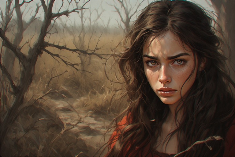 I girl in waste land angry on something.