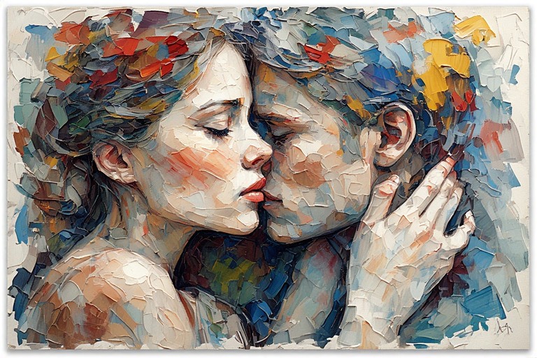 A girl and a boy embracing each other.