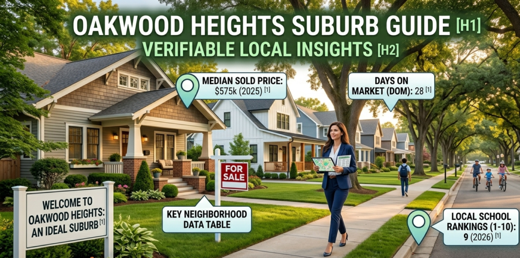 Real estate agent walking through a residential neighbourhood street used as a reference image for a local suburb guide