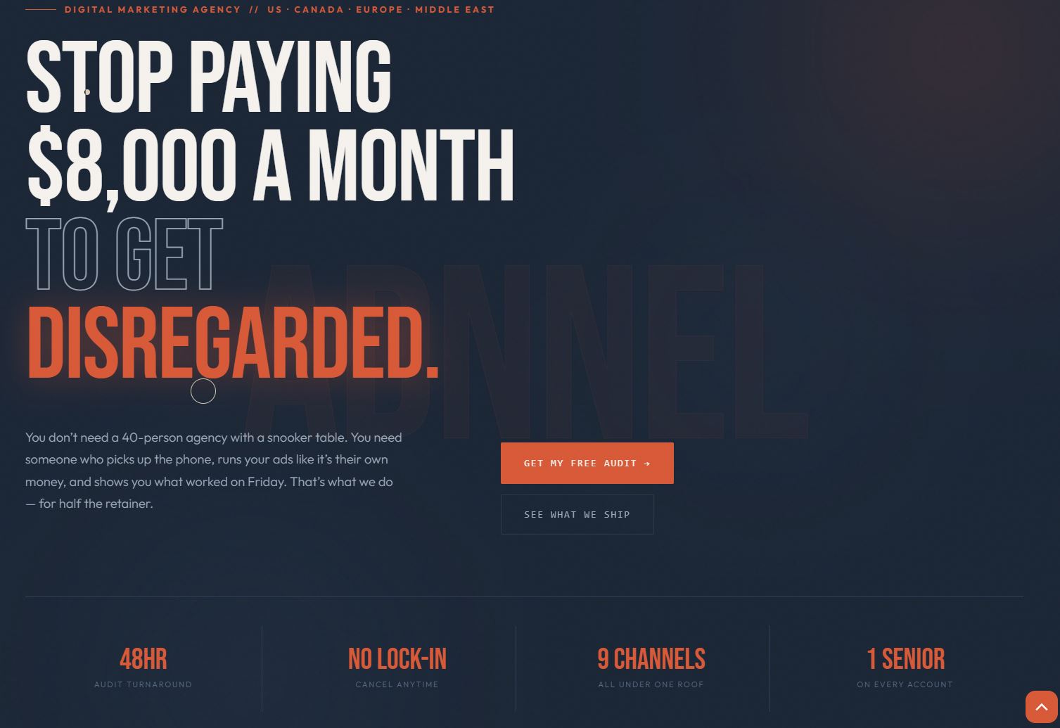 Adnnel digital marketing agency homepage